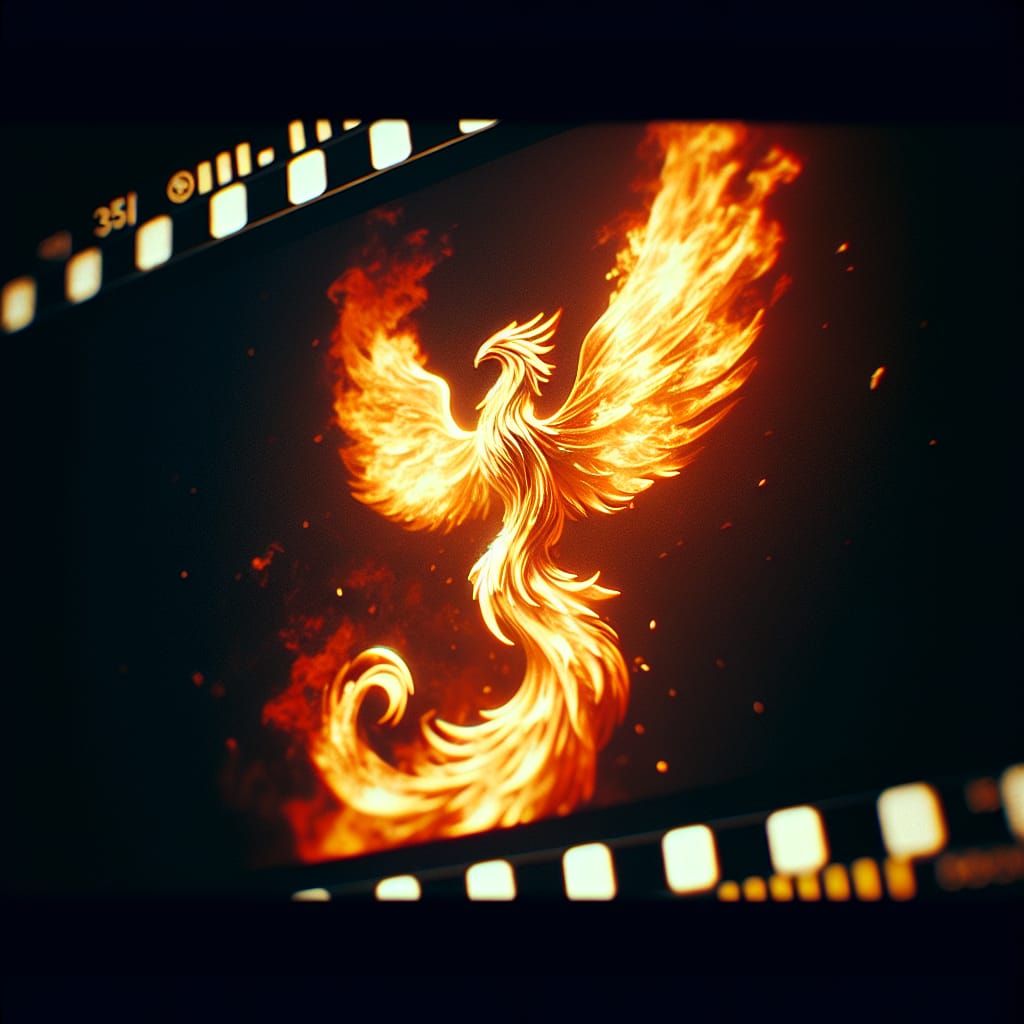 Cinematic Fire Bird in Atmospheric Still Shot