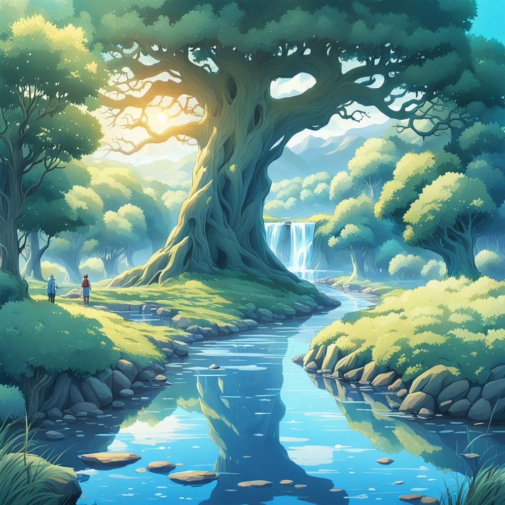 Crystal River Flows by Golden Throne in Irish Village