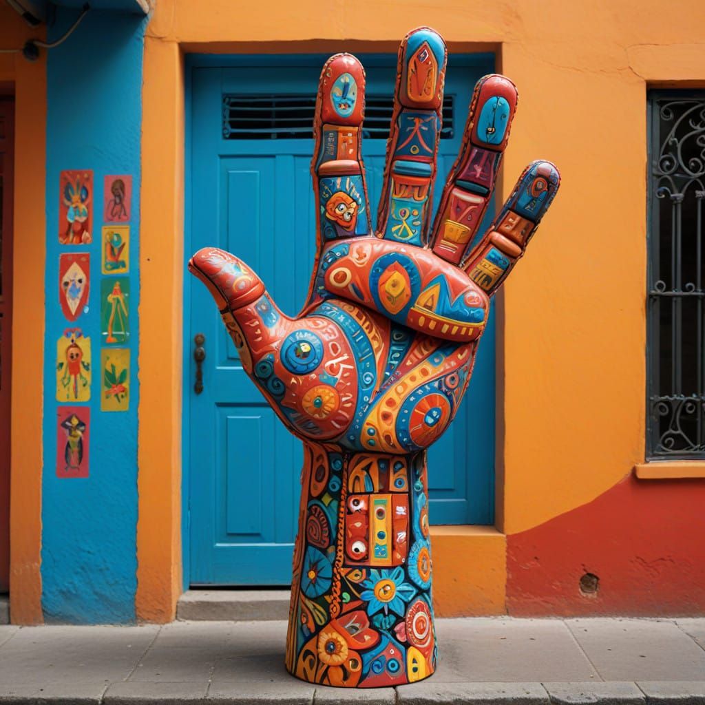 Chilean Street Art Hand Puppet Rises in Vibrant Fist