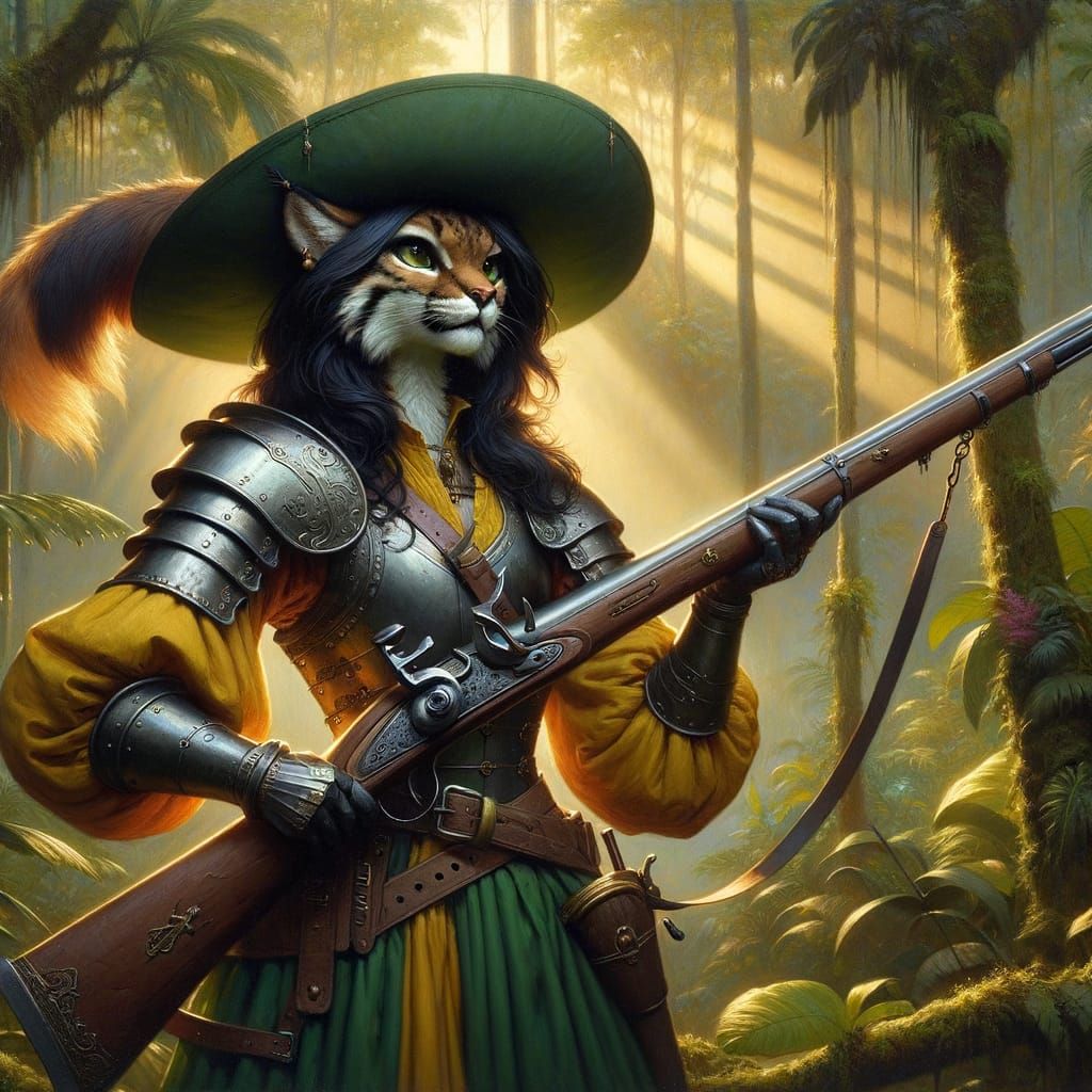 Anthropomorphic Lynx Conquistador in Dutch Golden Age Style