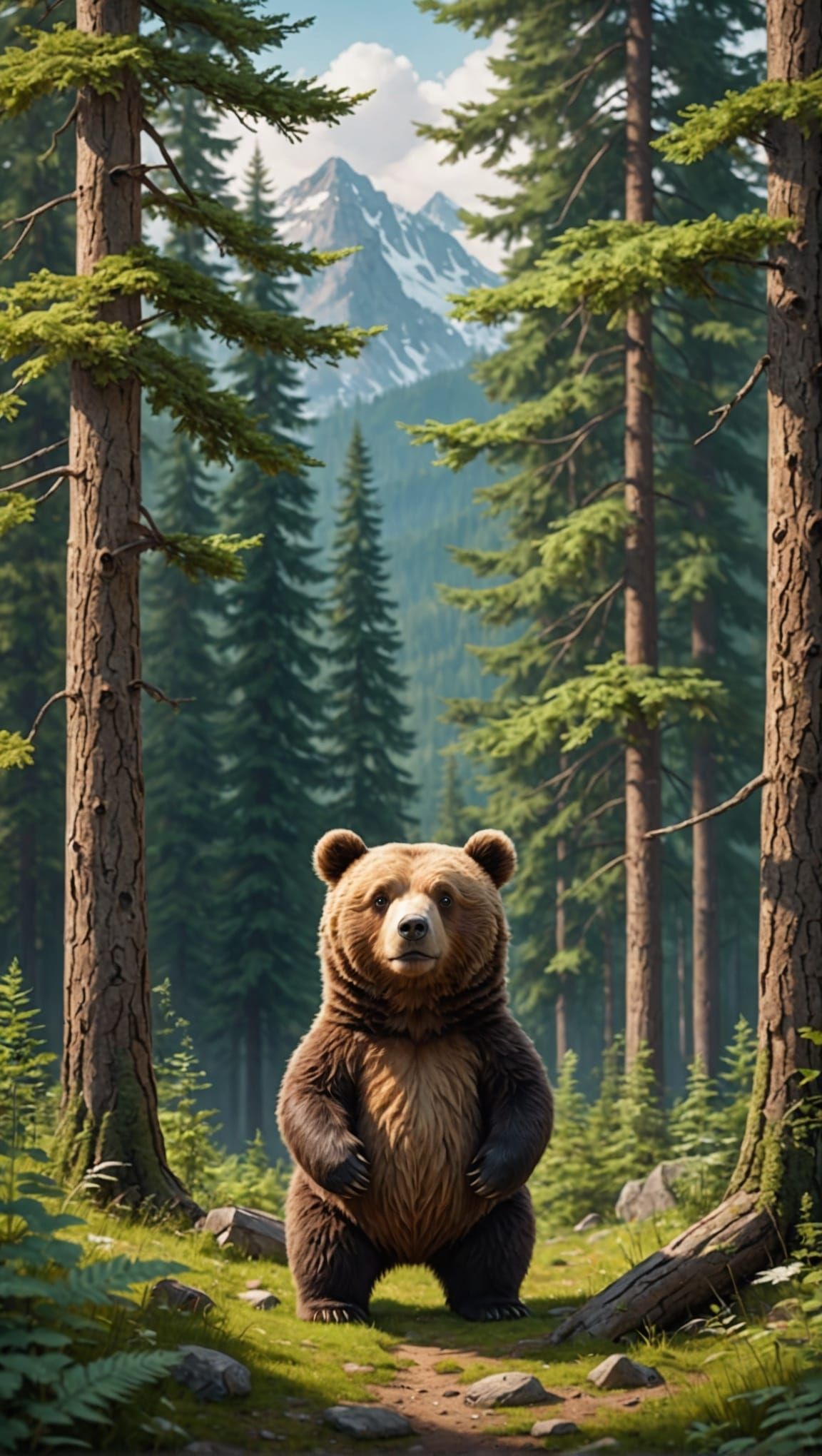 Cute Bear in Natural Forest Habitat