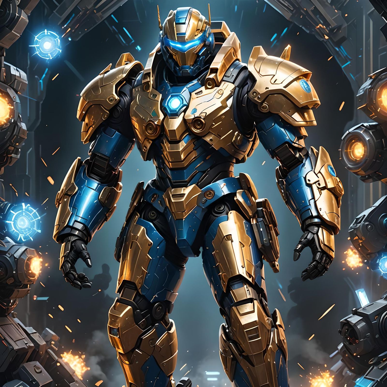 Militaristic Android Paladin with Holographic Display