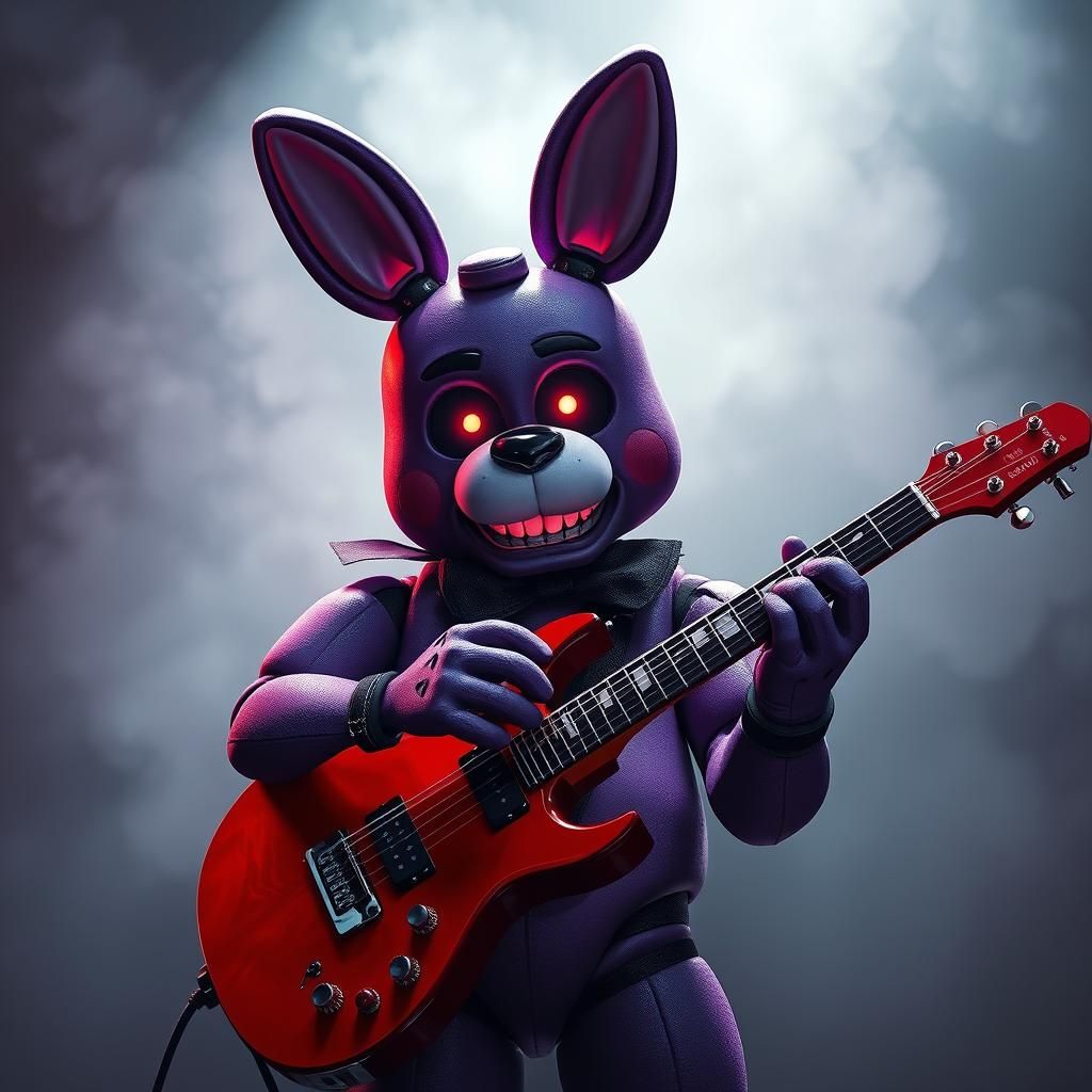 Bonnie From FNAF With Guitar, in Dark Fantasy Style