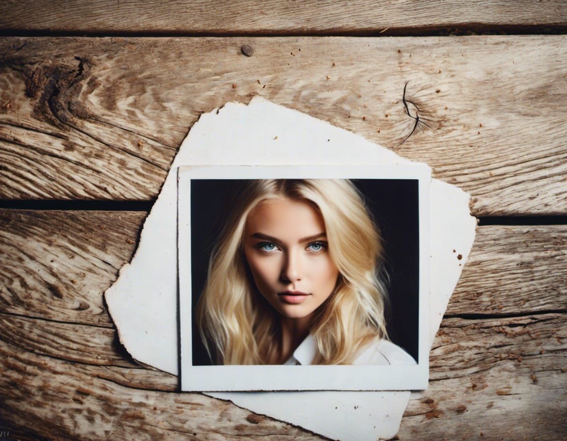 Polaroid of Blonde Girl on White Background