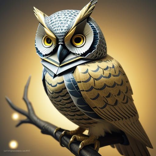 Origami Owl Craft with Abstract Fractal Patterns