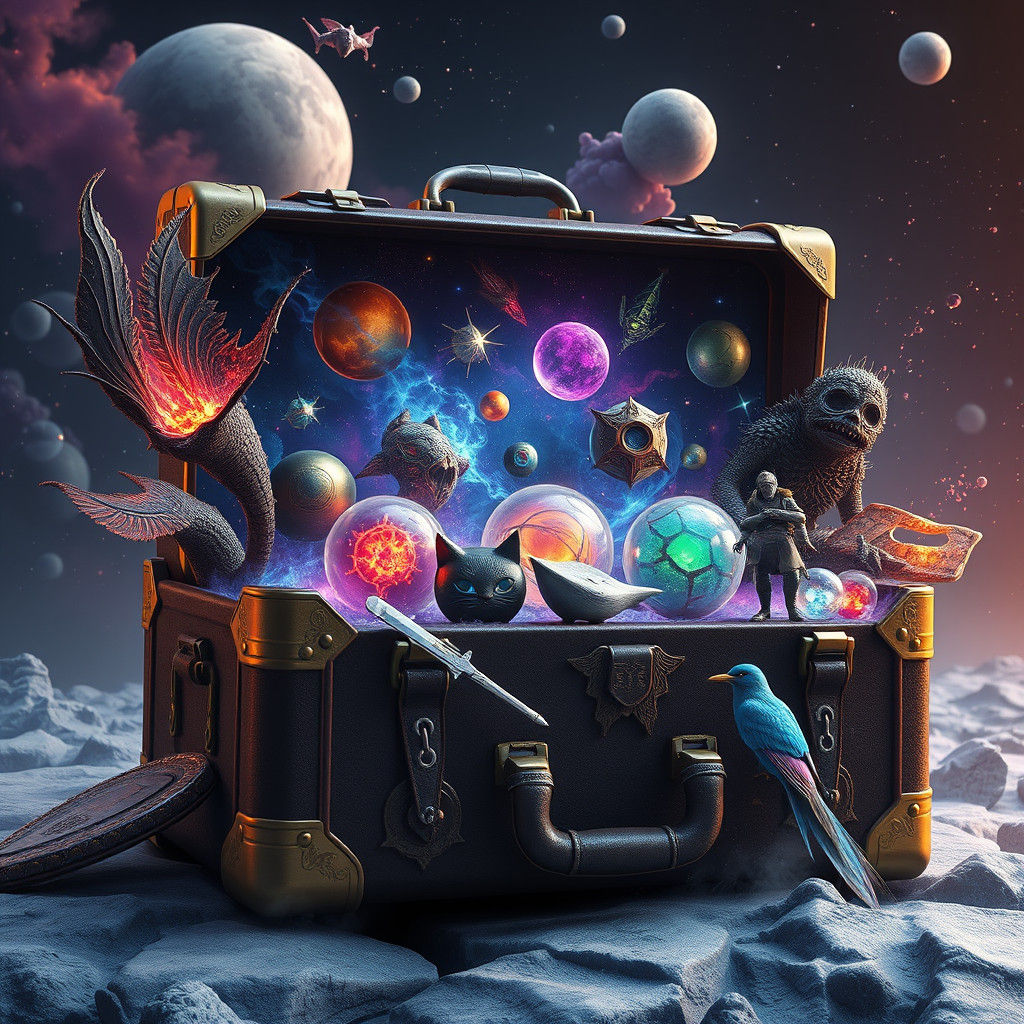 Cosmic Suitcase: Detailed Matte Painting