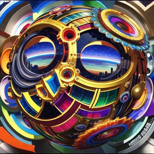 Psychedelic Pinball Machine with Spiral Galaxies