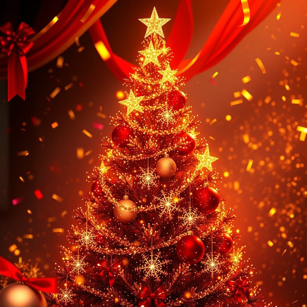 Glamorous Red and Gold New Year's Eve Backdrop