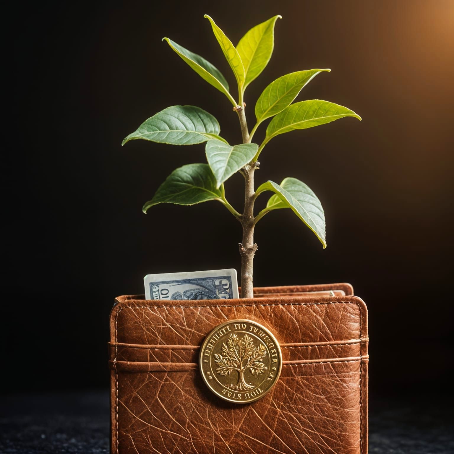 Money Tree Sprouting From a Wallet