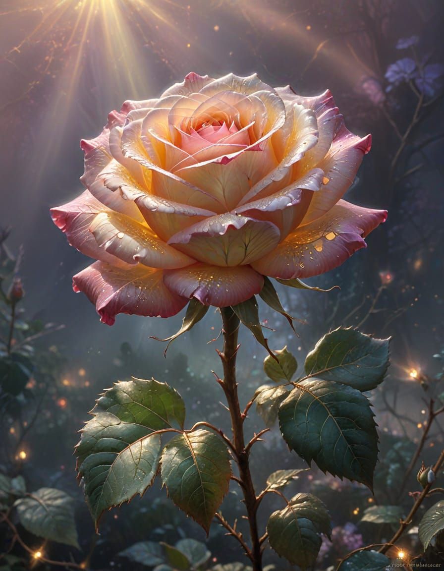 Ethereal Fantasy Rose With Golden Inner Light