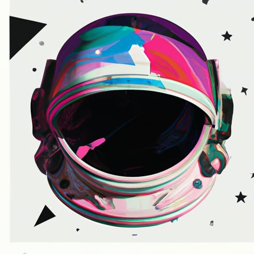 Astronaut Helmet Reflecting Galaxy: Pop Art Digital Illustra...