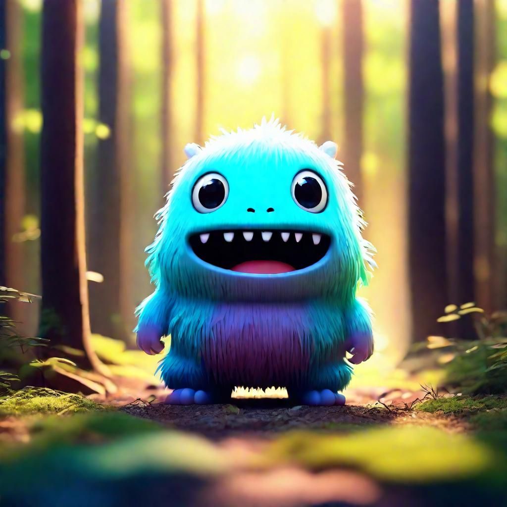 Whimsical Chibi Monster in Dreamcore Forest