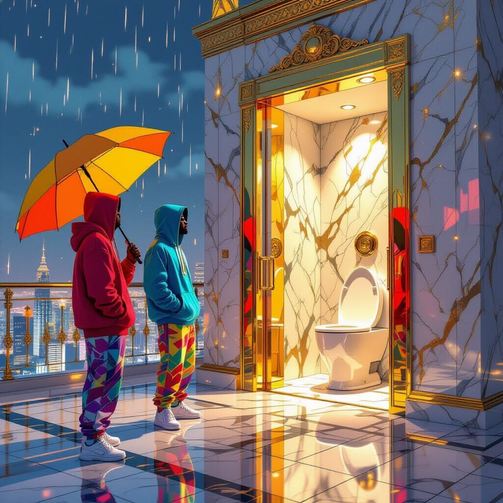 Rappers Line Up at Skyscraper Toilet Pavilion