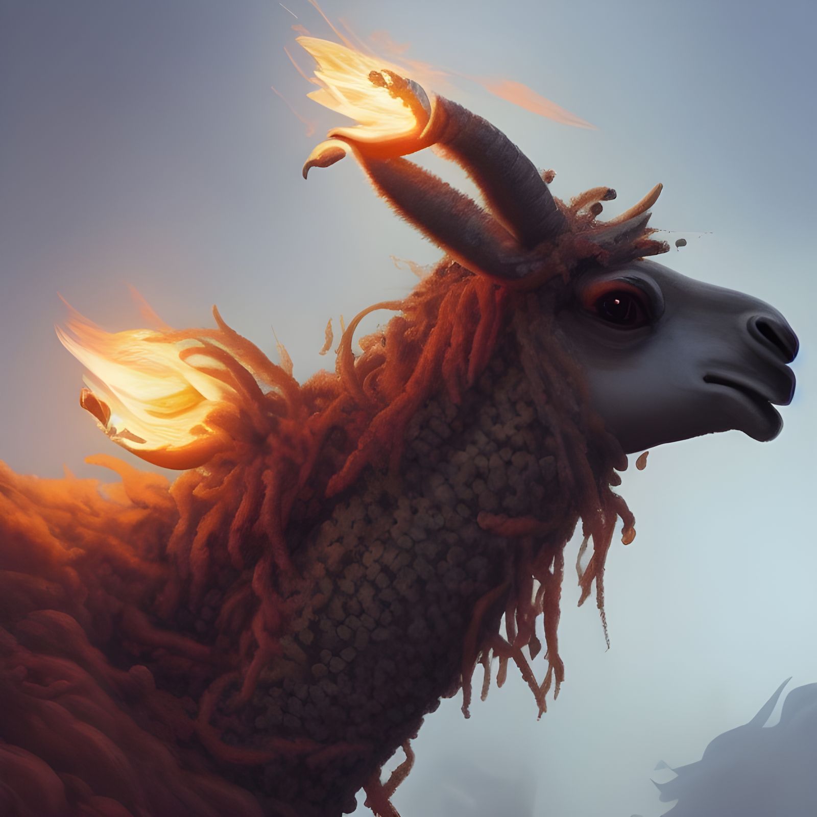 Fire-Breathing Llama Digital Painting on ArtStation