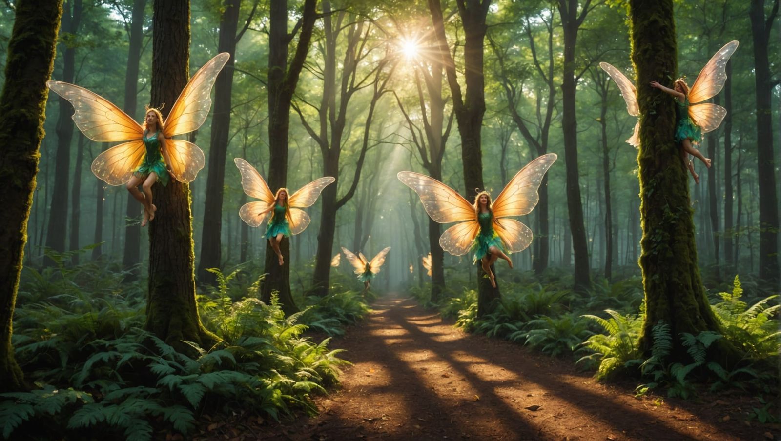 Faeries Zooming Through Faerieland in Dreamy Sunlight