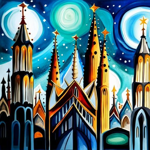 Mystical Forest Cathedral in Alcohol Ink Wash