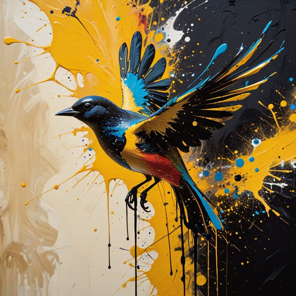 Abstract Expressionist Bird in Flight