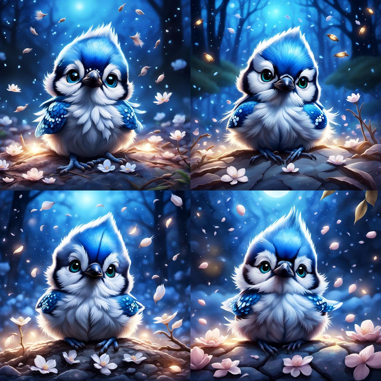 Adorable Blue Jay in Hyper-Realistic Digital Art