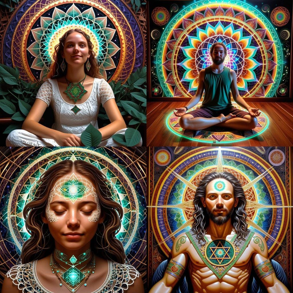 Sacred Realism Painting in Psychedelic Style