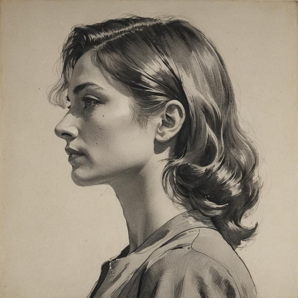 Elegant Woman's Profile in Minimalist Style