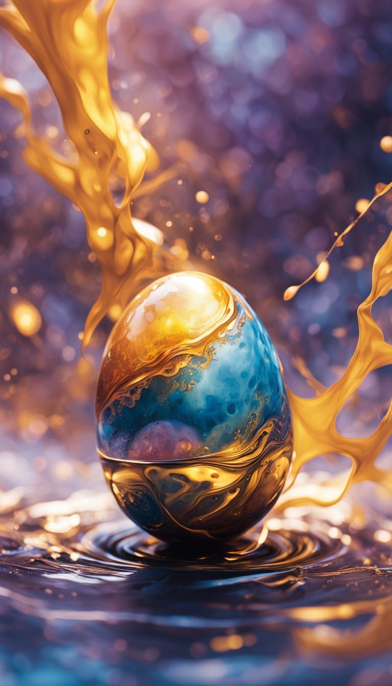 Surreal Abstract Egg Artwork in Vibrant, High-Contrast Color...