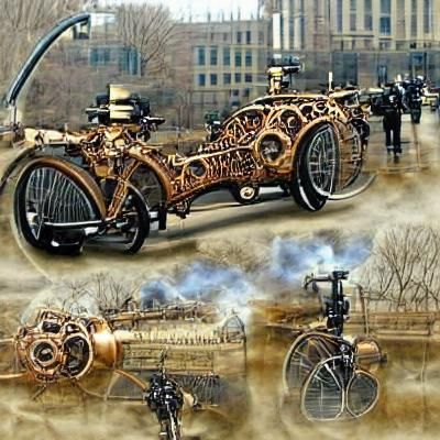 Steampunk Bicycle Revolution Against Tyrannical Automobiles