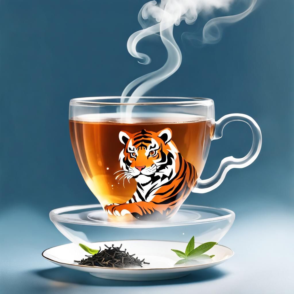 Transparent Teacup with Tiger Steam