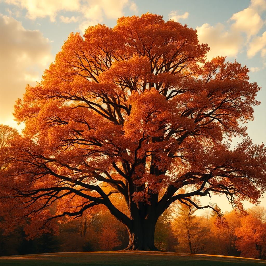 Autumnal Tree in Detailed Realism