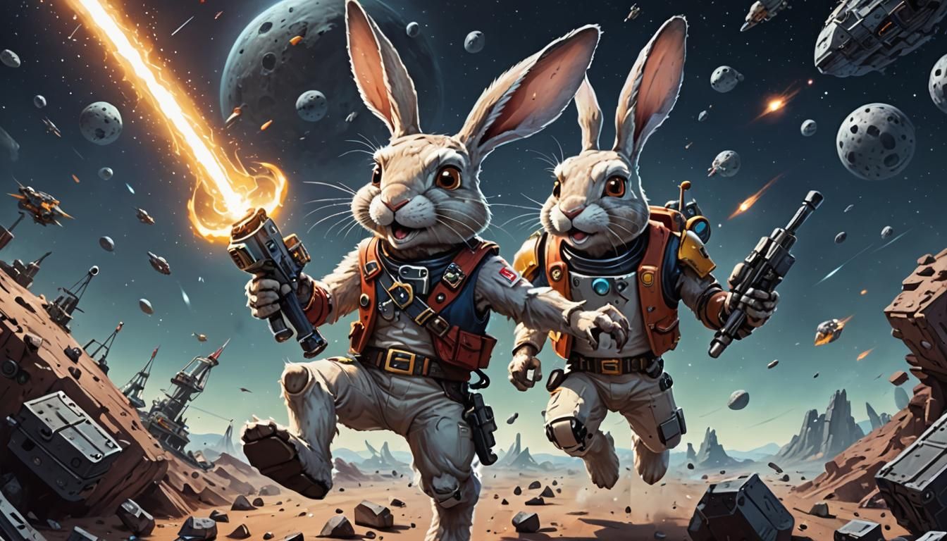 Retro Space Rabbit and Pirate Robots