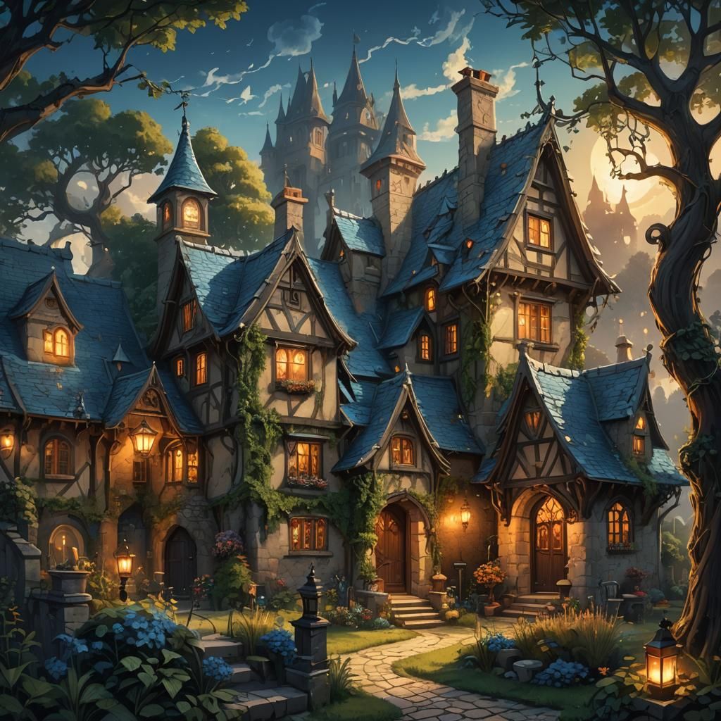 Dreamy Fantasy Village House in Gothic Style