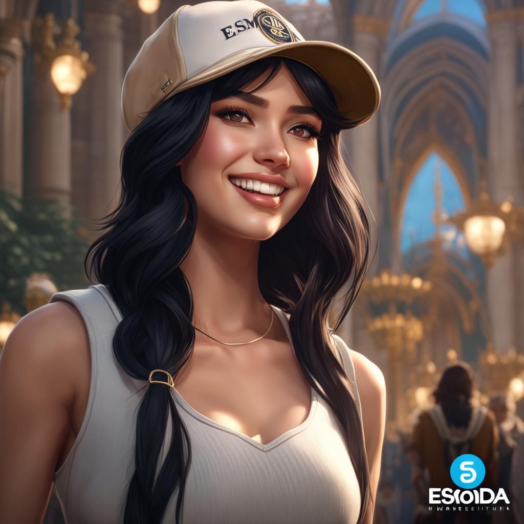 Smiling University Student Portrait in Hyperdetailed Digital...