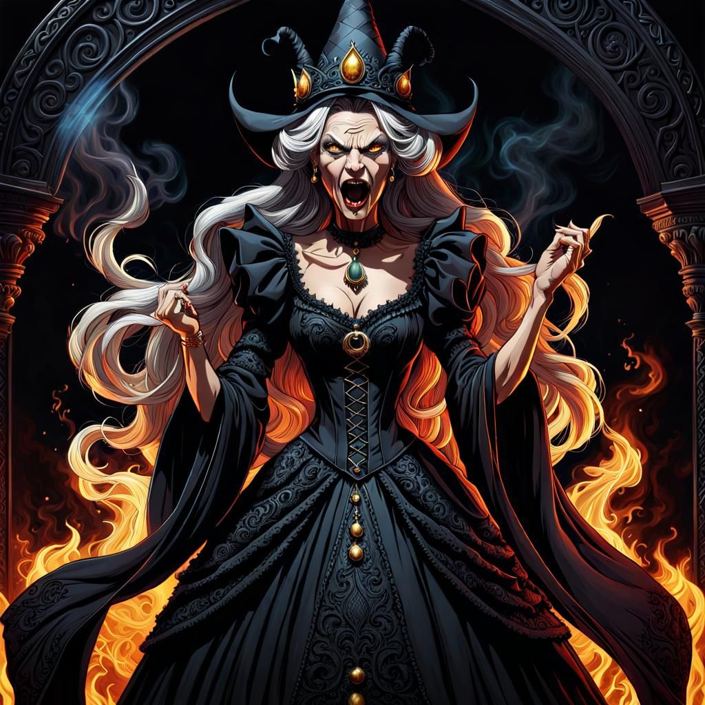 Ugly Evil Witch Illustration in Dark Surrealism