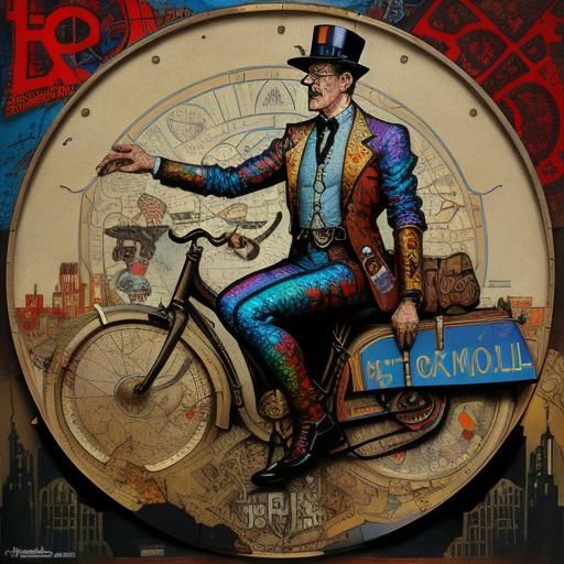 Holographic Art Nouveau Illustration in Mixed Media