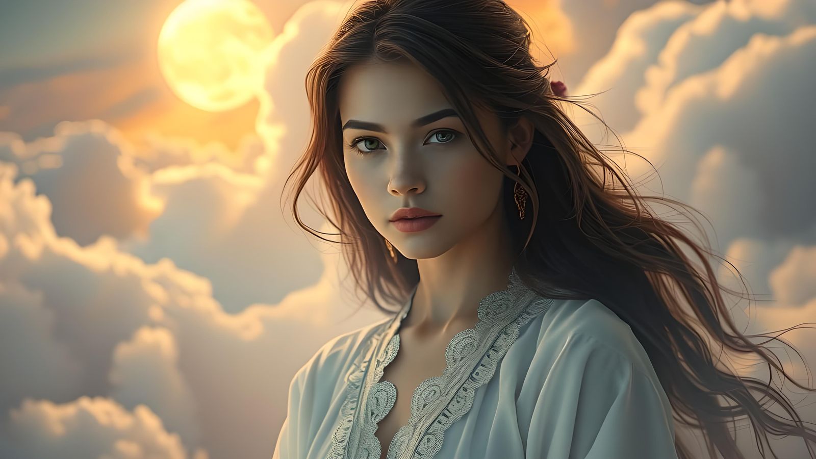 Tarot Card: Woman Emerges from Clouds