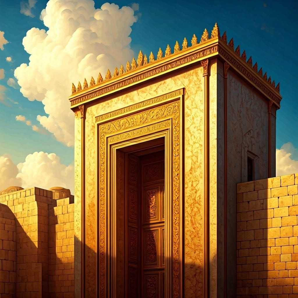 Jewish Temple in Jerusalem Illuminated by Warm Golden Light