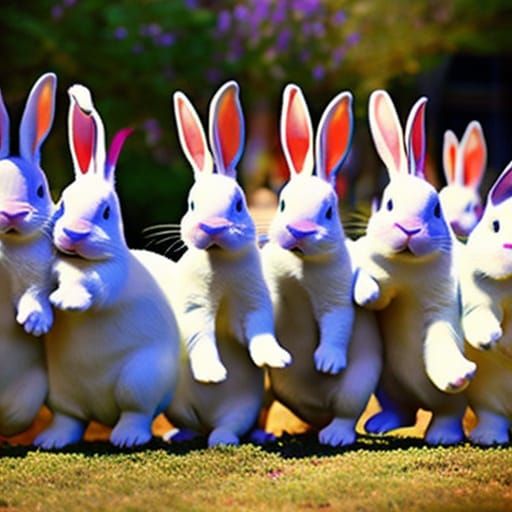 bunnies in a conga line