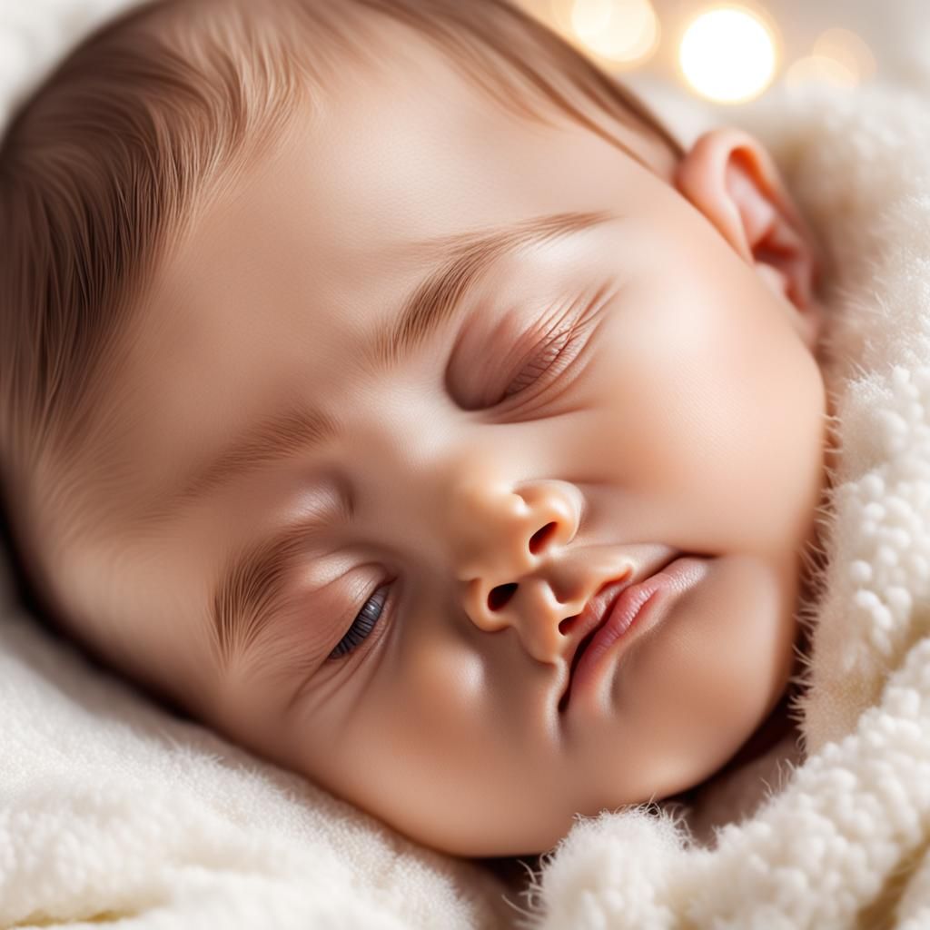 Sleeping Baby Portrait in Hyperrealistic Digital Art
