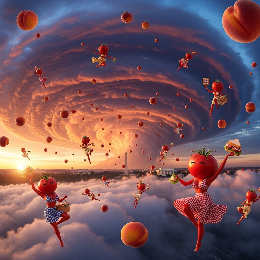 Surreal Dystopian D.C. with Peach Storm and Tomato Ladies