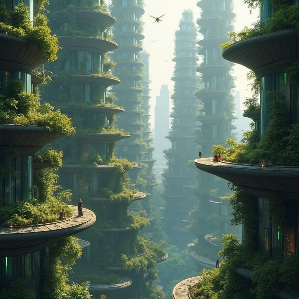 Vibrant Vertical Metropolis Reclaimed by Nature