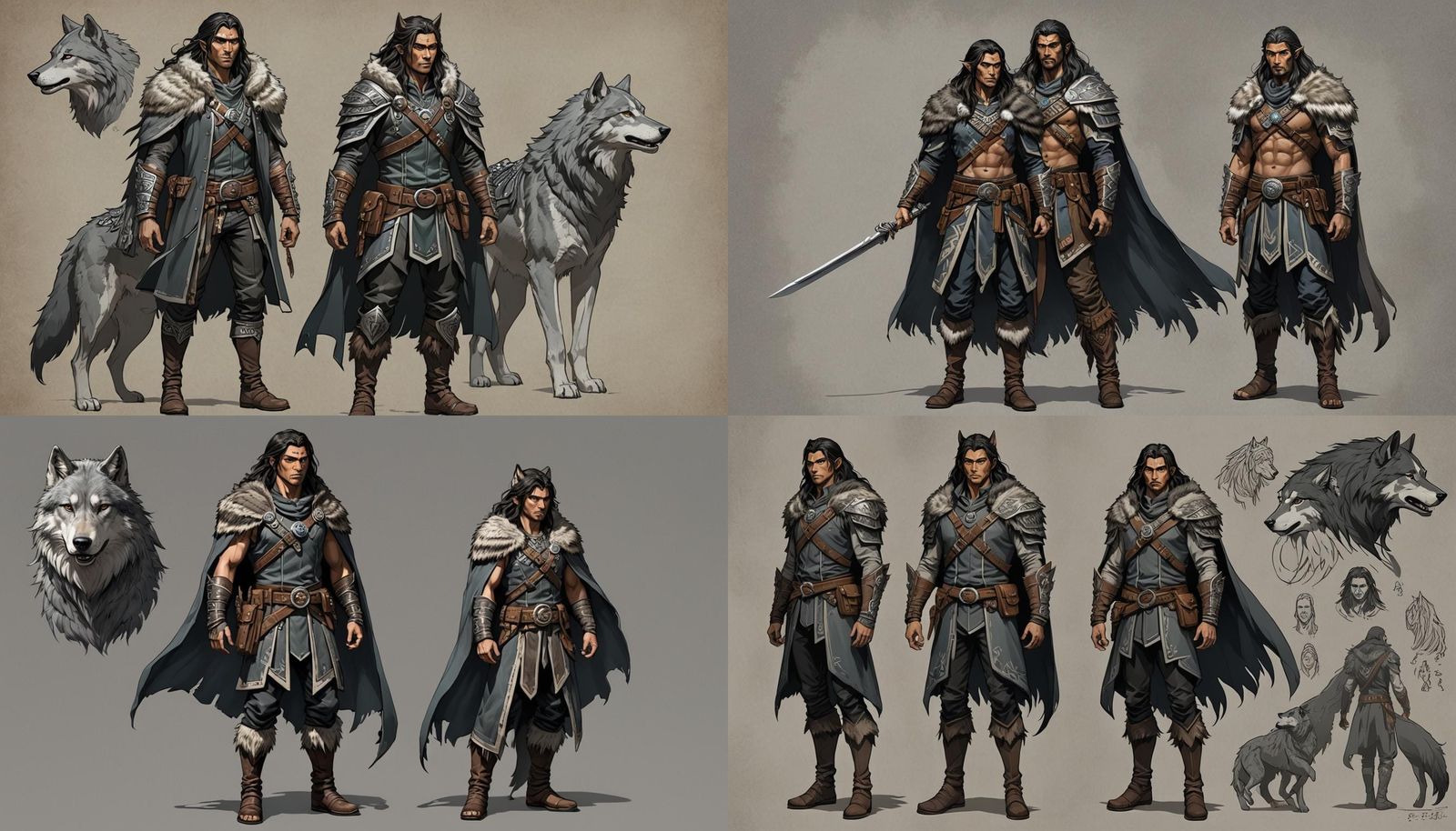 Half-Elf Ranger with Dire Wolf in Anime Style