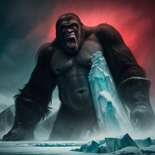 King Kong Crying in Antarctica: Crystal Art