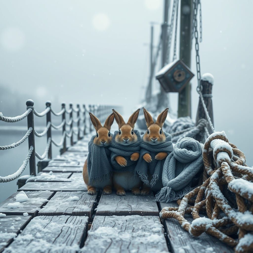 Mystical Winter Wonderland on a Weathered Pier