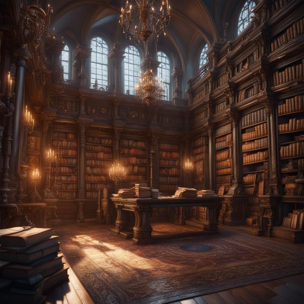 Fantastical Books in Detailed Matte Painting
