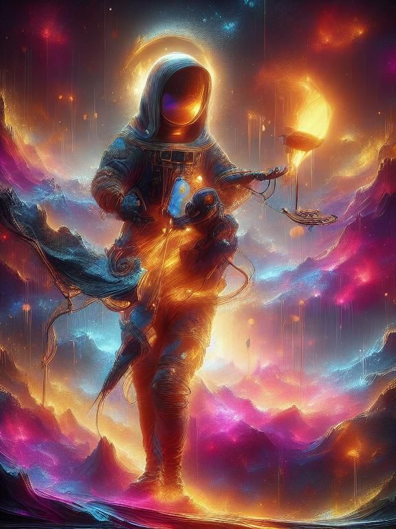 Dreamlike Galaxy Spirals in Surreal Oil Painting