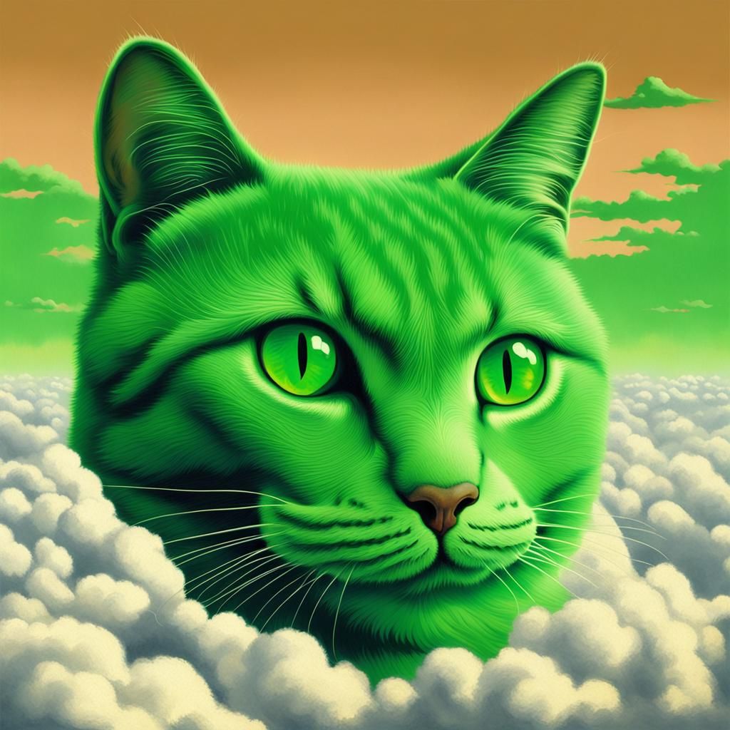 green cat by magritte