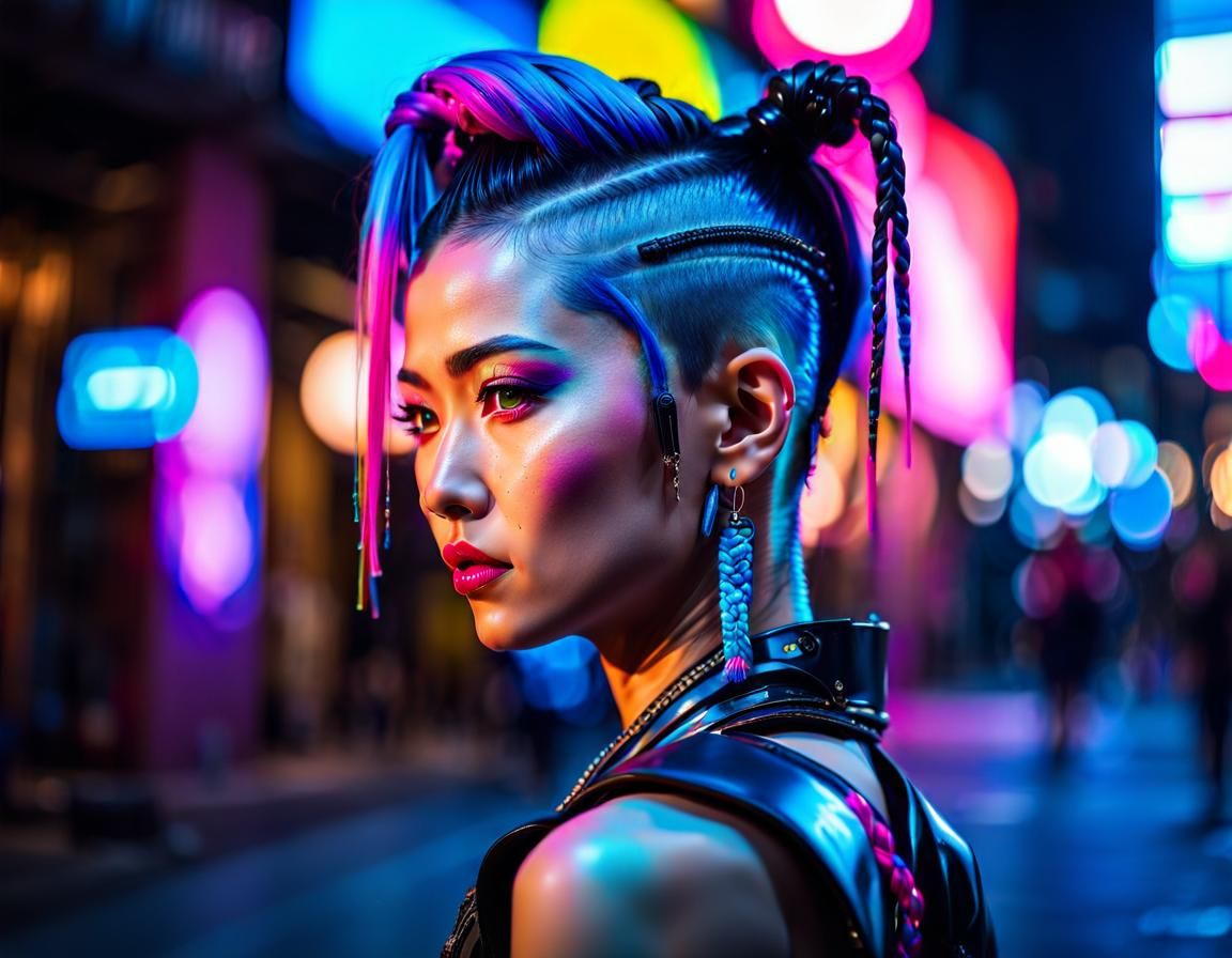 Cyberpunk Asian Woman Portrait in Royal Style