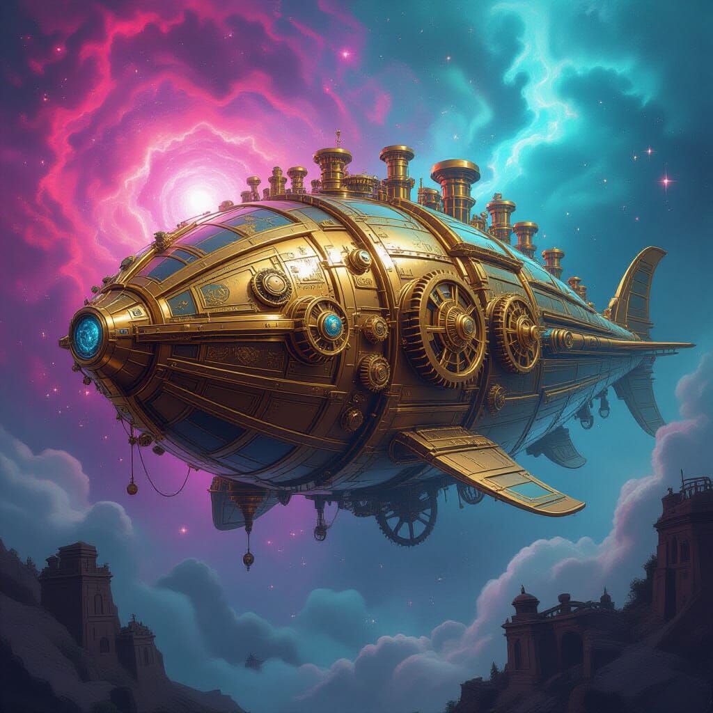 Clockwork Leviathan Emerges from Cosmic Nebula