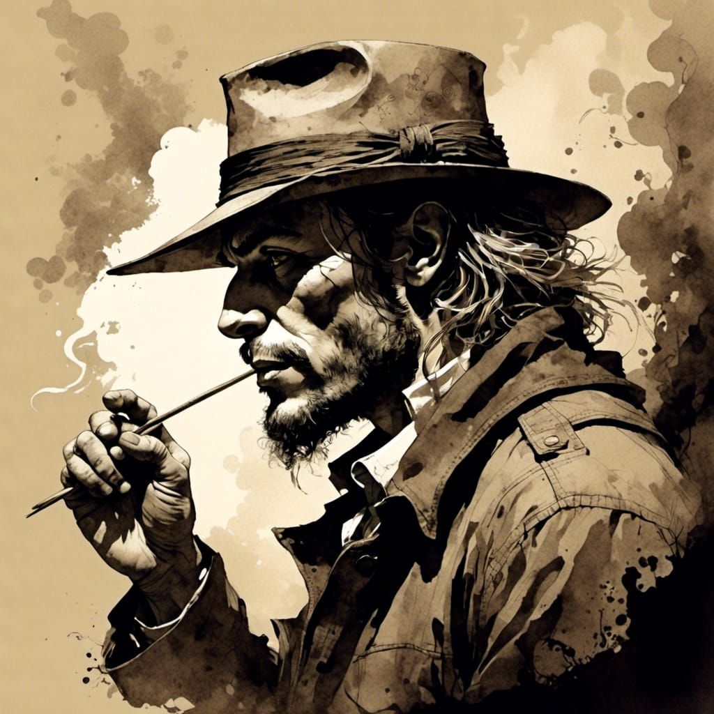 Sheriff with Toothpick in Comic Book Style