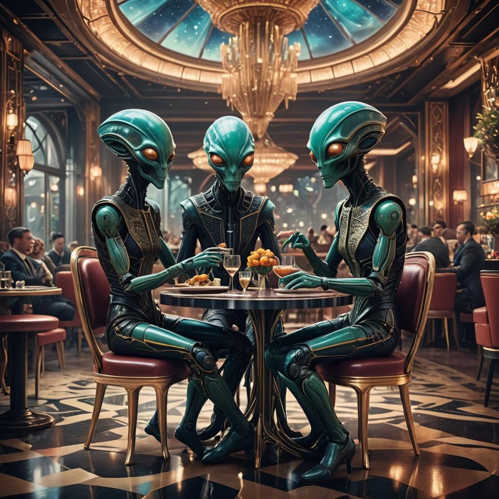 Aliens on a Date: Art Deco Concept Art