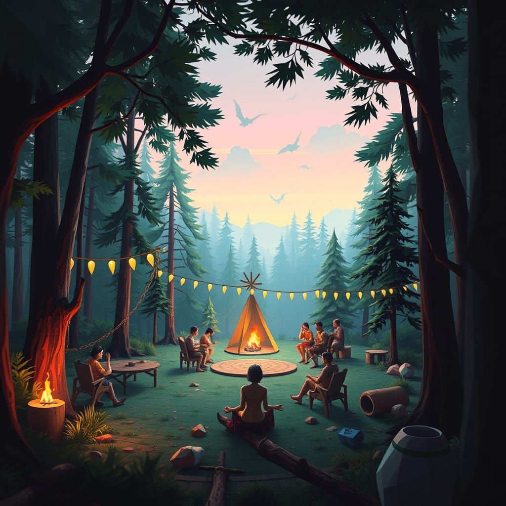 Low Poly Forest Party: A Digital Art Scene